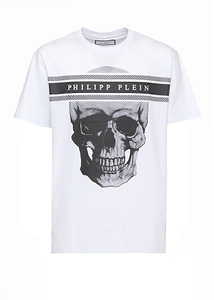 Philipp Plein Skull Logo Line Round Neck T-Shirt