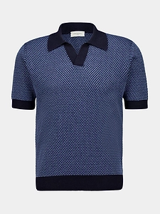 Piacenza Cashmere Contrast-Trim Ribbed-Knit Polo Shirt