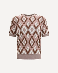 Piacenza Cashmere Geometric Short Sleeve Sweater