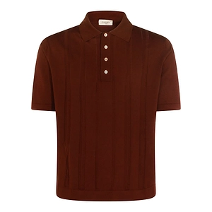 Piacenza Cashmere Textured Knit Polo Shirt