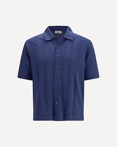 Piacenza Cashmere Textured Knit Polo Shirt