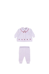 Piccola Giuggiola Embroideries Knitted Jumper And Pants Suit
