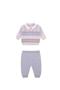 Piccola Giuggiola Peter Pan Collar Jumper And Pants Suit