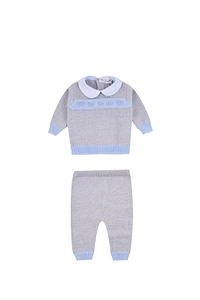 Piccola Giuggiola Peter Pan Collar Jumper And Pants Suit