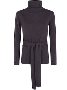 Pierantoniogaspari Belted High Neck Knitted Sweater