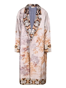 Pierre-Louis Mascia Floral Print Contrasting Trim Coat