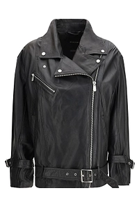 Pinko Belted Leather Biker Jacket