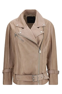 Pinko Belted Leather Biker Jacket