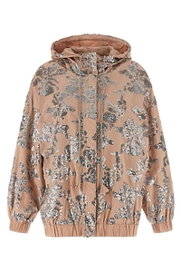 Pinko Floral Sequin Embroidery Bomber Jacket