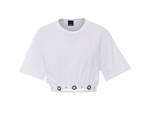 Pinko Lace-Up Cropped T-Shirt
