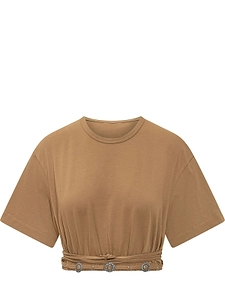 Pinko Lace-Up Cropped T-Shirt