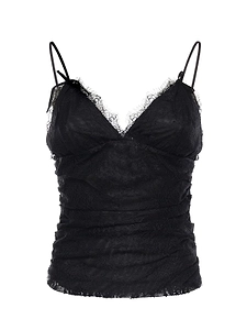 Pinko V-Neck Lace Ruched Top