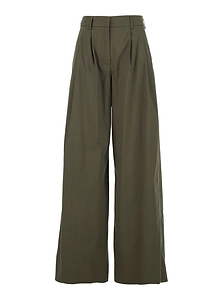 Plain Pleated Wide-Leg Pants