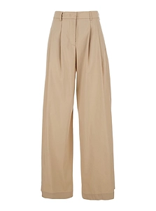 Plain Pleated Wide-Leg Pants