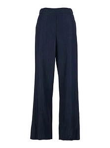 Plain Semi-Elastic Waist Wide-Leg Pants
