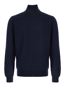 Plain Ribbed Turtleneck Knitted Sweater