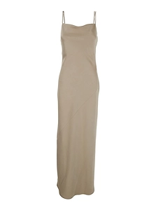Plain Strappy Pendant-Back Long Dress
