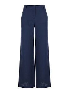 Plain Wide-Leg Linen Pants