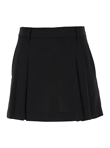 Plain Zipped Pleated Mini Skirt