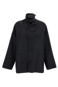 Plan C Asymmetric Scarf Collar Jacket