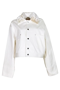 Plan C Cropped Contrast-Collar Jacket