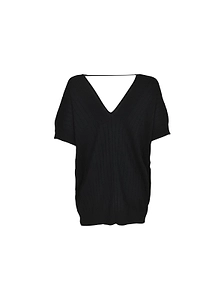Plan C V-Neck Short Sleeve Knitted Sweater