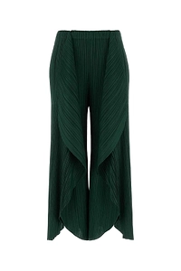 Pleats Please Issey Miyake Pleated Wide-Leg Cropped Trousers