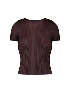Pleats Please Issey Miyake Short Sleeve Crewneck Pleated Top