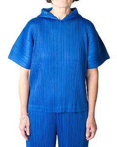 Pleats Please Issey Miyake Short-Sleeved Pleated Hooded T-Shirt