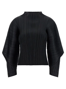 Pleats Please Issey Miyake Skyline Mock Neckline Top