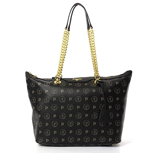 Pollini Logo-Lettering Chain-Linked Tote Bag