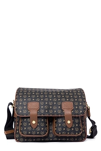 Pollini Monogram Printed Foldover-Top Shoulder Bag