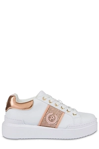 Pollini Round Toe Lace-Up Sneakers
