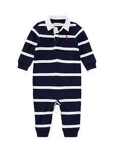 Polo Ralph Lauren Kids Polo Pony-Embroidered Striped Romper