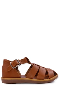 Pom D'api Open Toe Buckled Flat Shoes