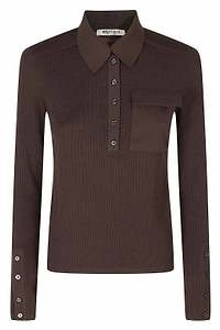 Ports 1961 Ribbed Polo Knitted Top