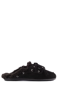 Posa Shearling Detailed Lace-Up Mules