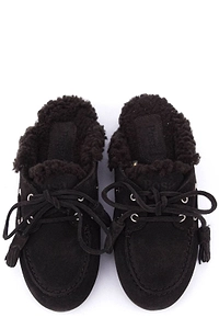 Posa Shearling Detailed Lace-Up Mules