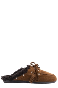 Posa Shearling Detailed Lace-Up Mules