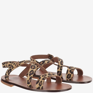 PÈPè Animal-Print Ankle-Strap Flat Sandals