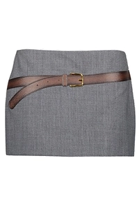 Prada 3D Printed-Belt A-Line Mini Skirt