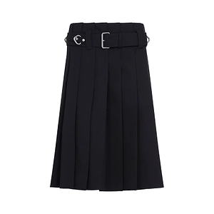 Prada Belted Pleated Midi Skirt