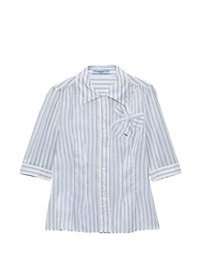 Prada Bow Detail Striped Shirt