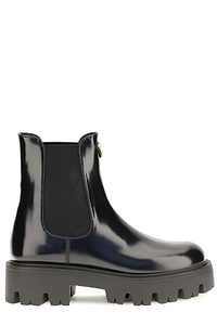 Prada Brushed Lug-Sole Ankle Boots