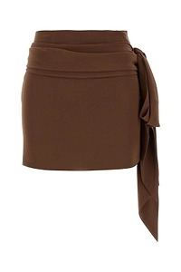 Prada Crepe De Chine Draped Mini Skirt