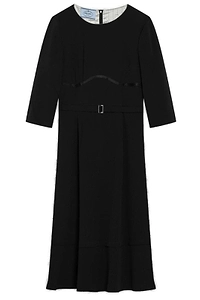 Prada Crewneck Belted Dress