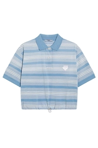 Prada Cropped Striped Polo Shirt