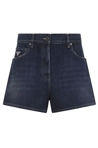Prada Denim Logo-Patch Shorts