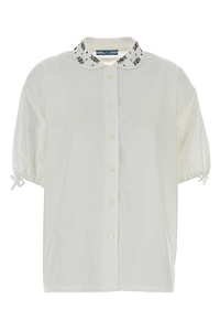Prada Embellished Collar Poplin Shirt