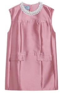Prada Embroidered Double Shantung Dress